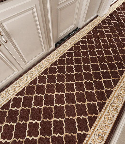 Modern Extra Long Hallway Runners, Stain-resistant Non Slip Kitchen Runner Rugs, Easy Care Entryway Brown Runner Rugs, Long Narrow Runner Rugs, Entrance Hallway Runners, Hallway Runners-Grace Painting Crafts