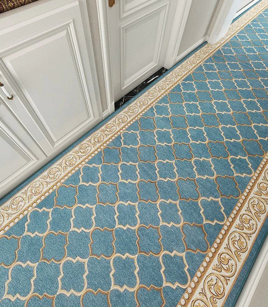 Modern Long Hallway Runners, Entryway Runner Rugs, Stain-resistant Non Slip Entrance Hallway Runners, Extra Long Narrow Runner Rugs, Kitchen Runner Rugs, Blue Hallway Runners-Grace Painting Crafts