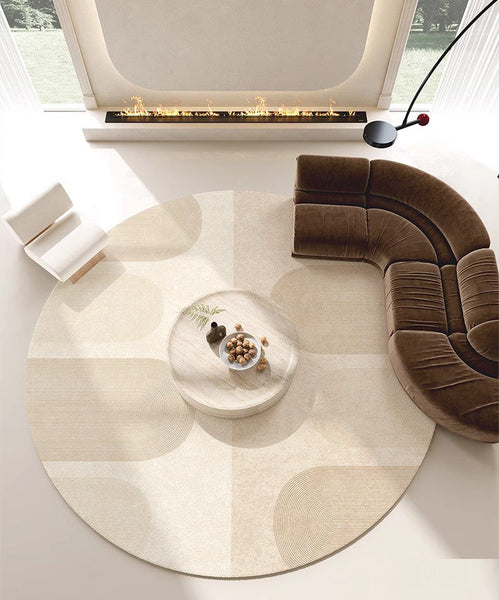 Round Contemporary Modern Rugs for Bedroom, Bathroom Modern Round Rugs, Circular Modern Rugs under Coffee Table, Round Modern Rugs in Living Room-Grace Painting Crafts