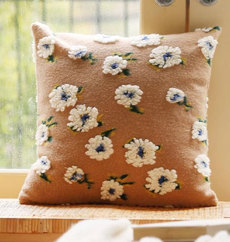 Square Modern Throw Pillows for Couch, Contemporary Modern Sofa Pillows, Flower Decorative Pillow Covers, Decorative Pillows for Bedroom-Grace Painting Crafts