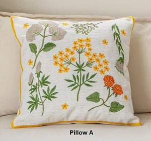 Decorative Pillows for Couch, Spring Flower Decorative Throw Pillows, Farmhouse Sofa Decorative Pillows, Embroider Flower Cotton Pillow Covers-Grace Painting Crafts