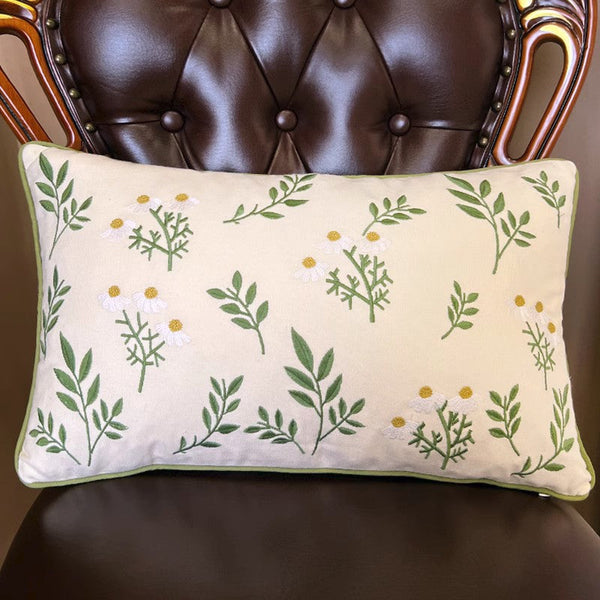 Spring Flower Sofa Decorative Pillows, Farmhouse Decorative Throw Pillows, Embroider Flower Cotton Pillow Covers, Flower Decorative Throw Pillows for Couch-Grace Painting Crafts