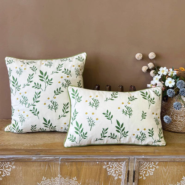 Spring Flower Sofa Decorative Pillows, Farmhouse Decorative Throw Pillows, Embroider Flower Cotton Pillow Covers, Flower Decorative Throw Pillows for Couch-Grace Painting Crafts