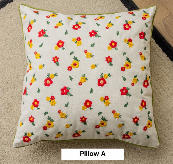 Spring Flower Decorative Pillows for Dining Room, Embroider Flower Cotton Pillow Covers, Decorative Pillows for Sofa, Farmhouse Decorative Pillows for Couch-Grace Painting Crafts