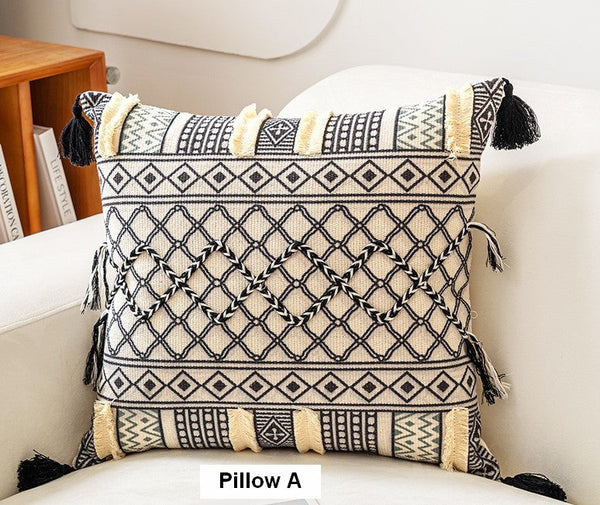 Unique Oriental Square Pillows for Bedroom, Geometric Modern Pillow Covers, Bohemian Decorative Sofa Pillows, Decorative Throw Pillows for Couch-Grace Painting Crafts