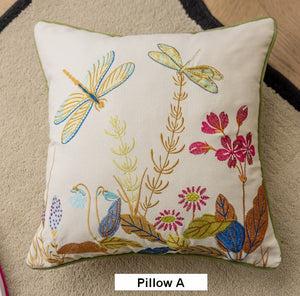 Butterfly Dragonfly Cotton and linen Pillow Cover, Modern Decorative Pillows for Couch, Decorative Throw Pillows for Living Room, Decorative Sofa Pillows-Grace Painting Crafts