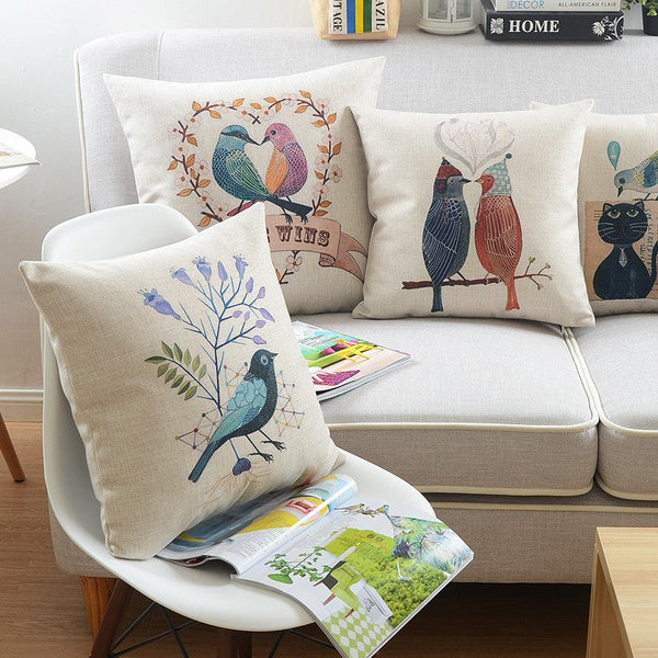 Singing Birds Decorative Throw Pillows, Love Birds Throw Pillows for Couch, Modern Sofa Decorative Pillows for Children's Room, Decorative Pillow Covers-Grace Painting Crafts