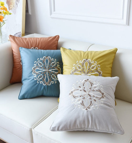 Modern Sofa Pillows, Flower Pattern Decorative Throw Pillows, Contemporary Throw Pillows, Large Decorative Pillows for Living Room-Grace Painting Crafts