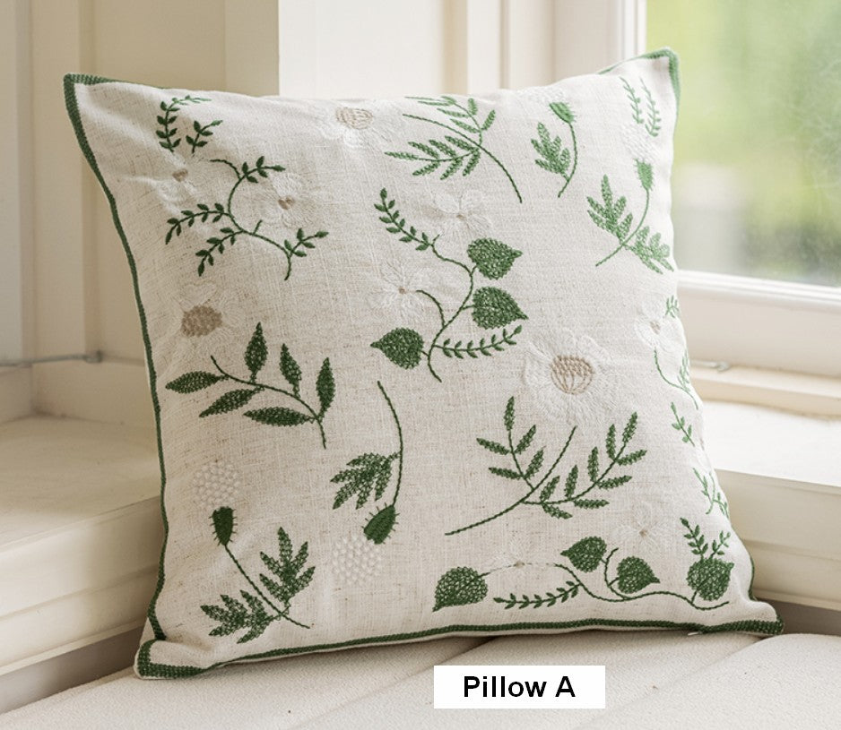 Spring Flower Decorative Pillows for Dining Room, Embroider Flower Cotton Pillow Covers, Decorative Pillows for Sofa, Farmhouse Decorative Pillows for Couch-Grace Painting Crafts