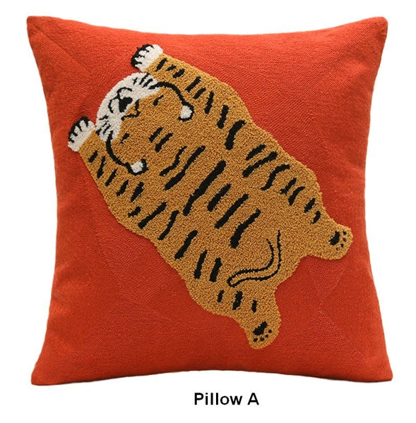 Lovely Tiger Decorative Pillows for Children's Room, Contemporary Modern Sofa Pillow Covers, Square Modern Throw Pillows for Couch, Decorative Pillows for Bedroom-Grace Painting Crafts
