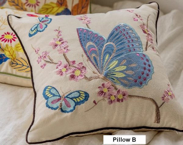 Butterfly Dragonfly Cotton and linen Pillow Cover, Modern Decorative Pillows for Couch, Decorative Throw Pillows for Living Room, Decorative Sofa Pillows-Grace Painting Crafts