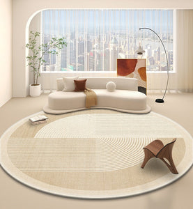 Bedroom Modern Round Rugs, Circular Modern Rugs under Dining Room Table, Contemporary Round Rugs, Geometric Modern Rug Ideas for Living Room-Grace Painting Crafts