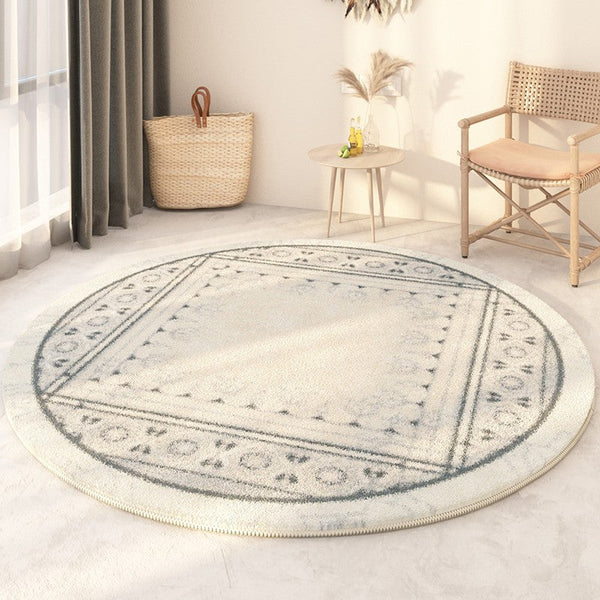 Abstract Contemporary Round Rugs, Circular Modern Rugs under Chair, Modern Round Rugs under Coffee Table, Geometric Modern Rugs for Bedroom-Grace Painting Crafts