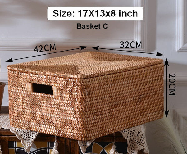 Storage Baskets for Toys, Rectangular Storage Basket for Shelves, Storage Basket with Lid, Storage Baskets for Bathroom, Storage Baskets for Clothes-Grace Painting Crafts