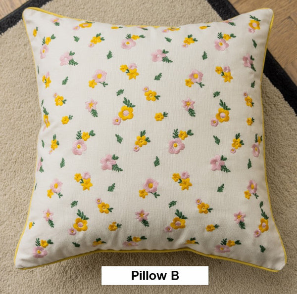 Spring Flower Decorative Pillows for Dining Room, Embroider Flower Cotton Pillow Covers, Decorative Pillows for Sofa, Farmhouse Decorative Pillows for Couch-Grace Painting Crafts