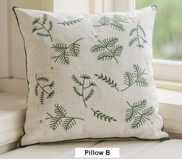 Spring Flower Decorative Pillows for Dining Room, Embroider Flower Cotton Pillow Covers, Decorative Pillows for Sofa, Farmhouse Decorative Pillows for Couch-Grace Painting Crafts