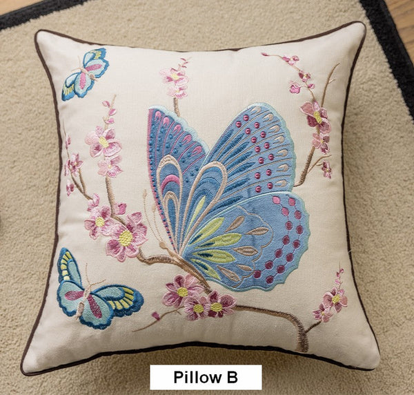 Butterfly Dragonfly Cotton and linen Pillow Cover, Modern Decorative Pillows for Couch, Decorative Throw Pillows for Living Room, Decorative Sofa Pillows-Grace Painting Crafts