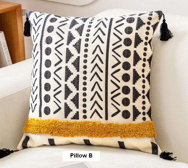 Unique Oriental Square Pillows for Bedroom, Geometric Modern Pillow Covers, Bohemian Decorative Sofa Pillows, Decorative Throw Pillows for Couch-Grace Painting Crafts