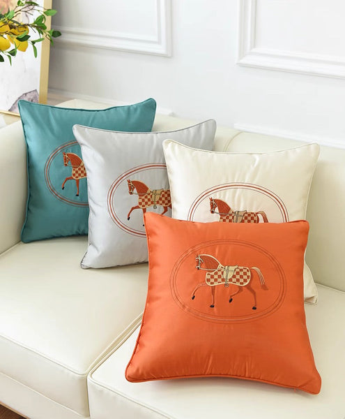 Horse Decorative Throw Pillows for Couch, Modern Decorative Throw Pillows, Embroider Horse Pillow Covers, Modern Sofa Decorative Pillows-Grace Painting Crafts