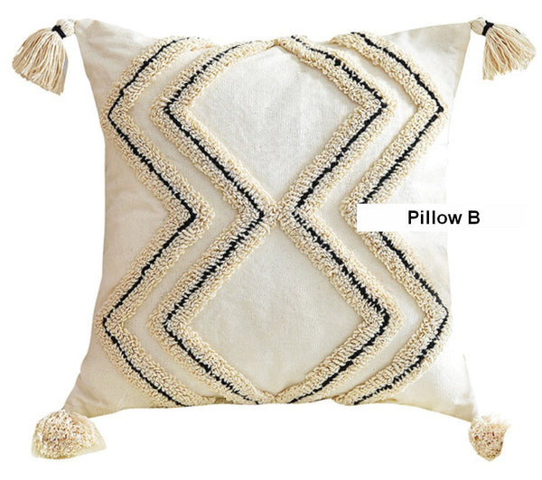 Beige Decorative Throw Pillows, Geometric Square Modern Throw Pillows for Couch, Contemporary Throw Pillow for Interior Design-Grace Painting Crafts