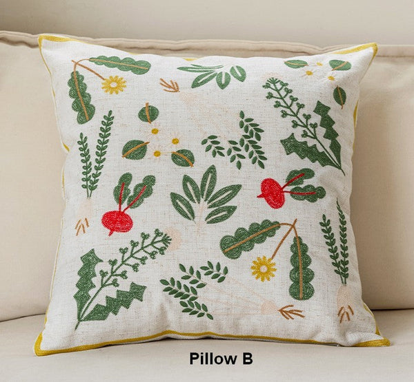 Decorative Pillows for Couch, Spring Flower Decorative Throw Pillows, Farmhouse Sofa Decorative Pillows, Embroider Flower Cotton Pillow Covers-Grace Painting Crafts