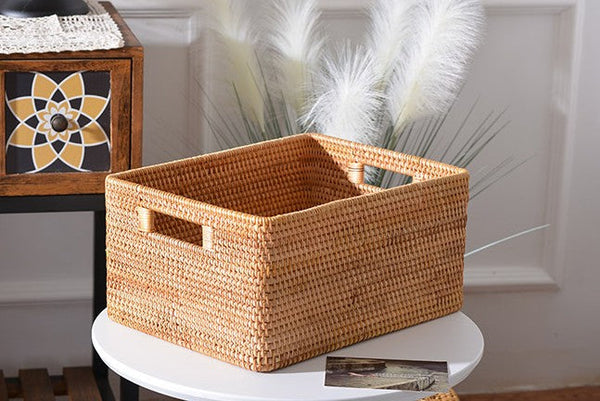 Laundry Storage Baskets, Rattan Storage Baskets for Kitchen, Storage Basket for Shelves, Kitchen Storage Basket, Storage Baskets for Bathroom-Grace Painting Crafts