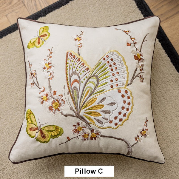 Butterfly Dragonfly Cotton and linen Pillow Cover, Modern Decorative Pillows for Couch, Decorative Throw Pillows for Living Room, Decorative Sofa Pillows-Grace Painting Crafts