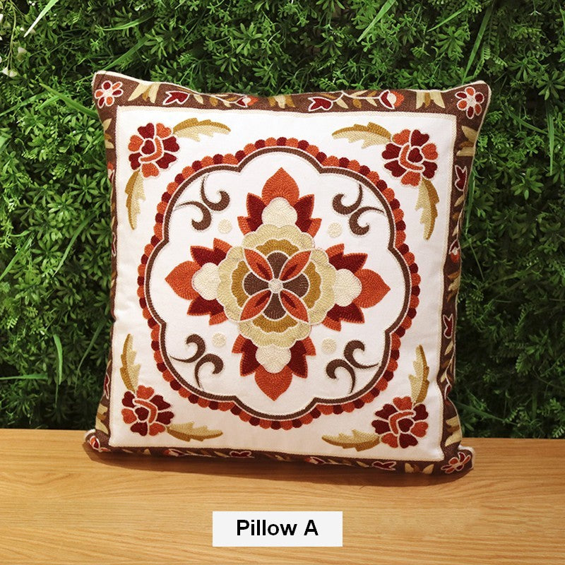 Sofa Decorative Pillows, Embroider Flower Cotton Pillow Covers, Cotton Flower Decorative Pillows, Farmhouse Decorative Throw Pillows for Couch-Grace Painting Crafts