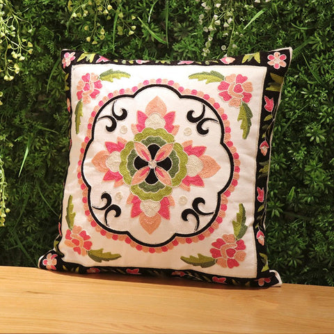 Sofa Decorative Pillows, Embroider Flower Cotton Pillow Covers, Cotton Flower Decorative Pillows, Farmhouse Decorative Throw Pillows for Couch-Grace Painting Crafts