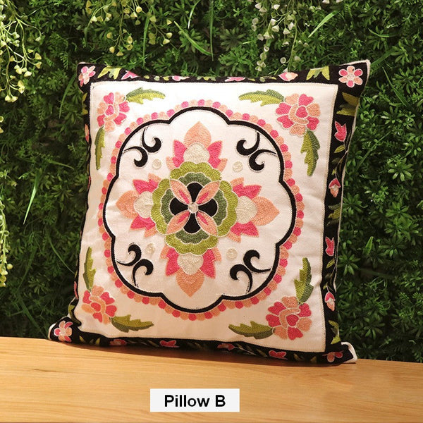 Cotton Flower Decorative Pillows, Sofa Decorative Pillows, Embroider Flower Cotton Pillow Covers, Farmhouse Decorative Throw Pillows for Couch-Grace Painting Crafts