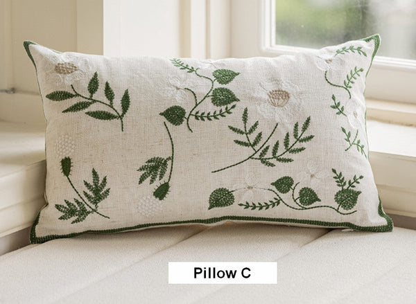 Spring Flower Decorative Pillows for Dining Room, Embroider Flower Cotton Pillow Covers, Decorative Pillows for Sofa, Farmhouse Decorative Pillows for Couch-Grace Painting Crafts