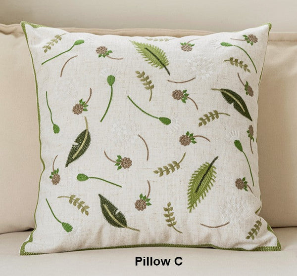 Decorative Pillows for Couch, Spring Flower Decorative Throw Pillows, Farmhouse Sofa Decorative Pillows, Embroider Flower Cotton Pillow Covers-Grace Painting Crafts