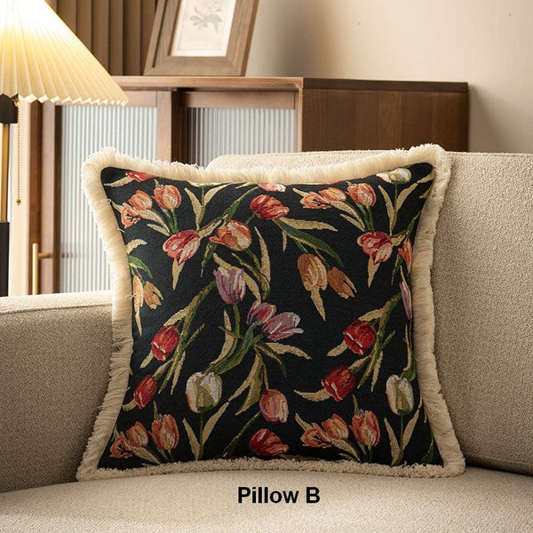 Tulip Flower Pillow Covers, Large Flower Decorative Pillows for Bedroom, Decorative Sofa Pillows for Couch, Farmhouse Decorative Pillows-Grace Painting Crafts