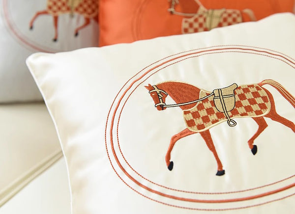 Modern Sofa Decorative Pillows, Embroider Horse Pillow Covers, Modern Decorative Throw Pillows, Horse Decorative Throw Pillows for Couch-Grace Painting Crafts