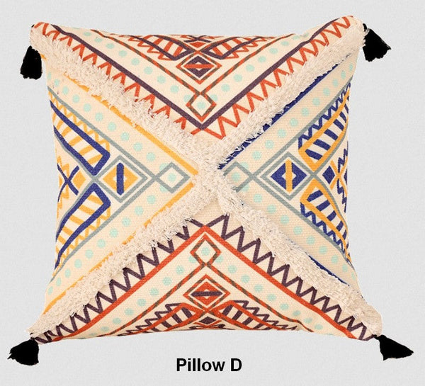 Square Pillows for Couch, Oriental Decorative Throw Pillows for Living Room, Geometric Modern Pillow Covers, Bohemian Decorative Sofa Pillows-Grace Painting Crafts