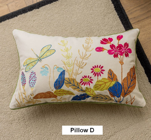 Butterfly Dragonfly Cotton and linen Pillow Cover, Modern Decorative Pillows for Couch, Decorative Throw Pillows for Living Room, Decorative Sofa Pillows-Grace Painting Crafts