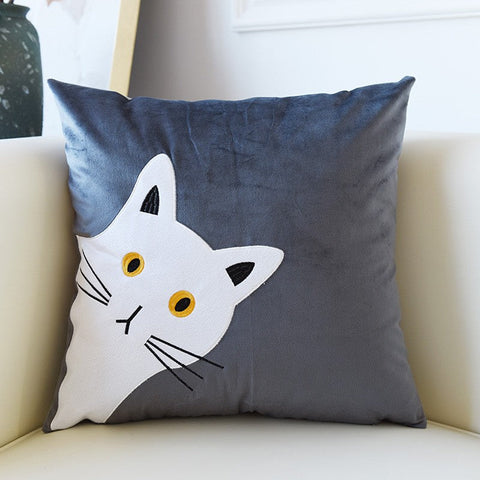 Modern Decorative Throw Pillows, Lovely Cat Pillow Covers for Kid's Room, Modern Sofa Decorative Pillows, Cat Decorative Throw Pillows for Couch-Grace Painting Crafts