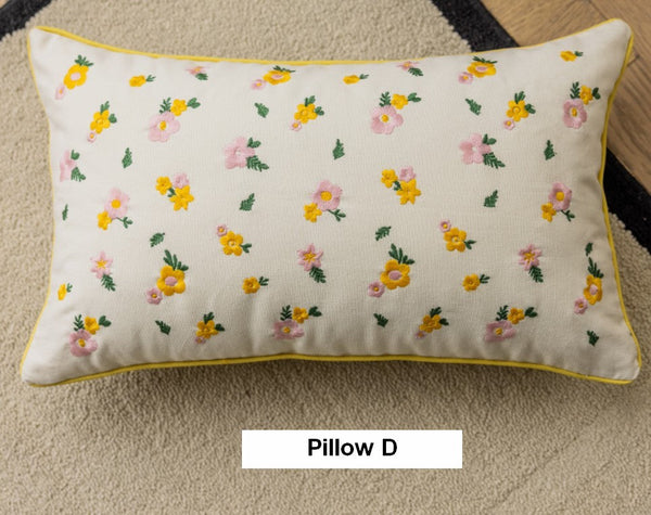 Spring Flower Decorative Pillows for Dining Room, Embroider Flower Cotton Pillow Covers, Decorative Pillows for Sofa, Farmhouse Decorative Pillows for Couch-Grace Painting Crafts