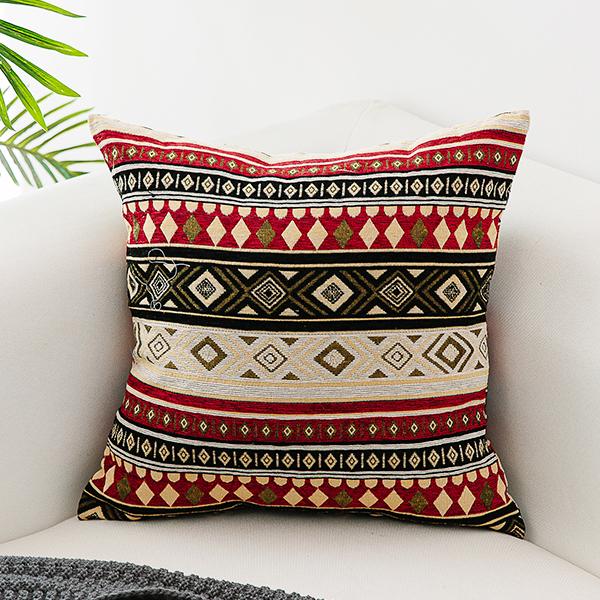 Oriental Throw Pillow for Couch, Bohemian Decorative Sofa Pillows, Geometric Pattern Chenille Throw Pillows-Grace Painting Crafts