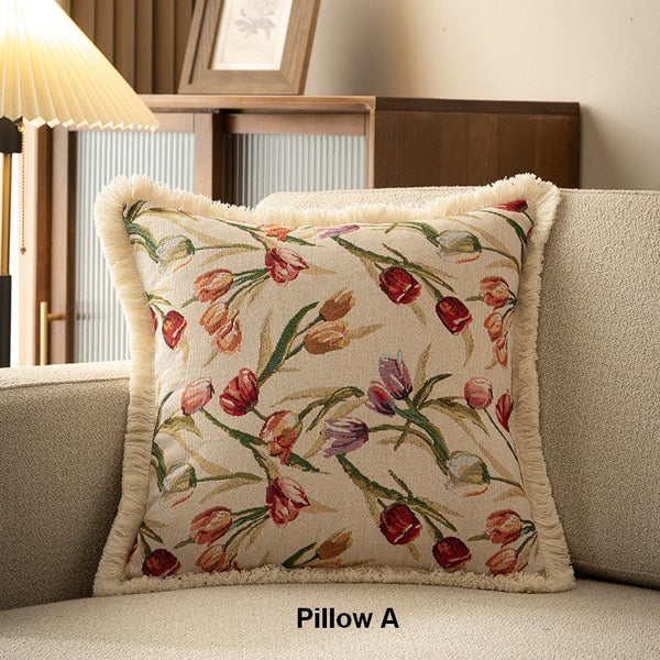 Tulip Flower Pillow Covers, Large Flower Decorative Pillows for Bedroom, Decorative Sofa Pillows for Couch, Farmhouse Decorative Pillows-Grace Painting Crafts