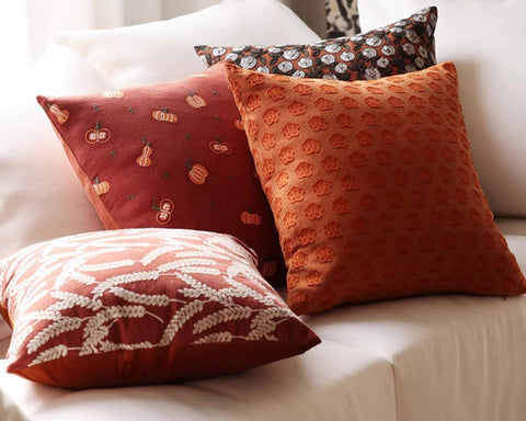 Decorative Pillows for Couch, Farmhouse Sofa Decorative Pillows, Wheat Stalk Pumpkin Decorative Throw Pillows, Embroider Cotton Pillow Covers-Grace Painting Crafts