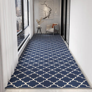 Stain-resistant Non Slip Kitchen Runner Rugs, Modern Long Hallway Runners, Washable Entrance Hallway Runners, Extra Long Narrow Blue Runner Rugs, Contemporary Entryway Runner Rug Ideas-Grace Painting Crafts