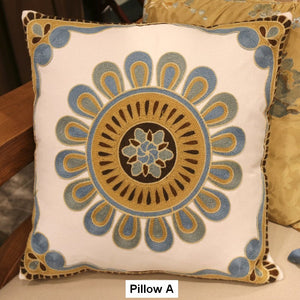 Modern Sofa Pillows for Couch, Embroider Flower Cotton Pillow Covers, Cotton Flower Decorative Pillows, Farmhouse Decorative Sofa Pillows-Grace Painting Crafts