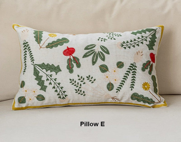 Decorative Pillows for Couch, Spring Flower Decorative Throw Pillows, Farmhouse Sofa Decorative Pillows, Embroider Flower Cotton Pillow Covers-Grace Painting Crafts