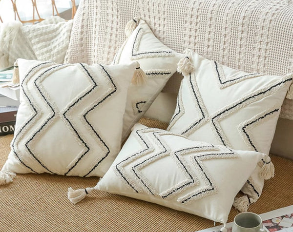 Beige Decorative Throw Pillows, Geometric Square Modern Throw Pillows for Couch, Contemporary Throw Pillow for Interior Design-Grace Painting Crafts