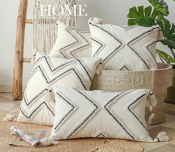 Beige Decorative Throw Pillows, Geometric Square Modern Throw Pillows for Couch, Contemporary Throw Pillow for Interior Design-Grace Painting Crafts