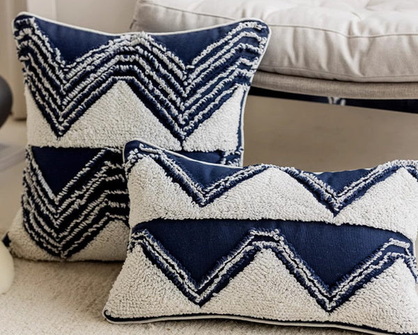 Blue Square Modern Decorative Pillows for Couch, Contemporary Modern Sofa Pillows, Modern Decorative Pillows for Bedroom, Decorative Pillow Covers-Grace Painting Crafts