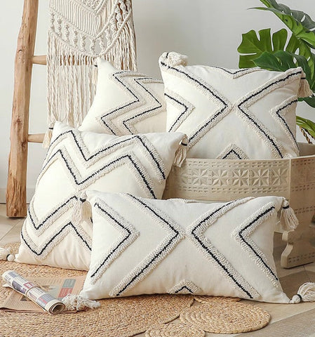 Beige Decorative Throw Pillows, Geometric Square Modern Throw Pillows for Couch, Contemporary Throw Pillow for Interior Design-Grace Painting Crafts