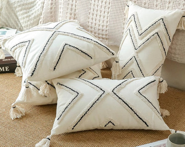 Beige Decorative Throw Pillows, Geometric Square Modern Throw Pillows for Couch, Contemporary Throw Pillow for Interior Design-Grace Painting Crafts