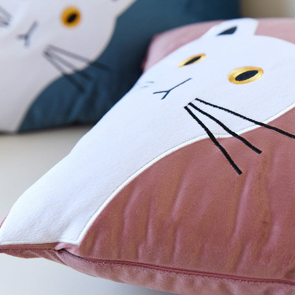 Modern Sofa Decorative Pillows, Lovely Cat Pillow Covers for Kid's Room, Cat Decorative Throw Pillows for Couch, Modern Decorative Throw Pillows-Grace Painting Crafts